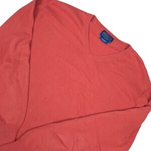 Pendleton V Neck Sweater Cotton Cashmere Blend Coral Red Mens Large Pullover